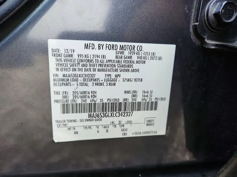 2020 FORD ECOSPORT SE  