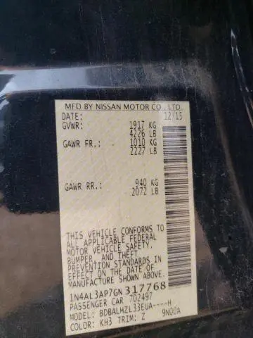 2016 NISSAN ALTIMA 2.5  