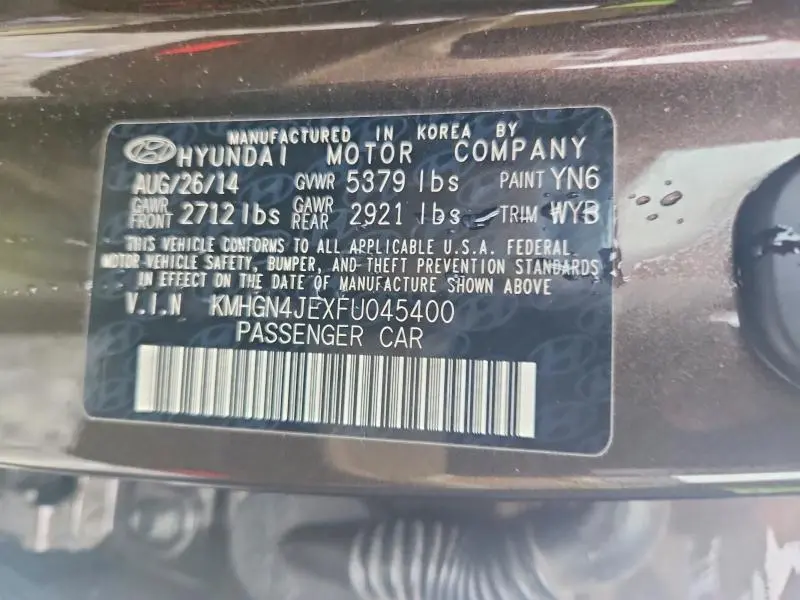 2015 HYUNDAI GENESIS 3.8L  