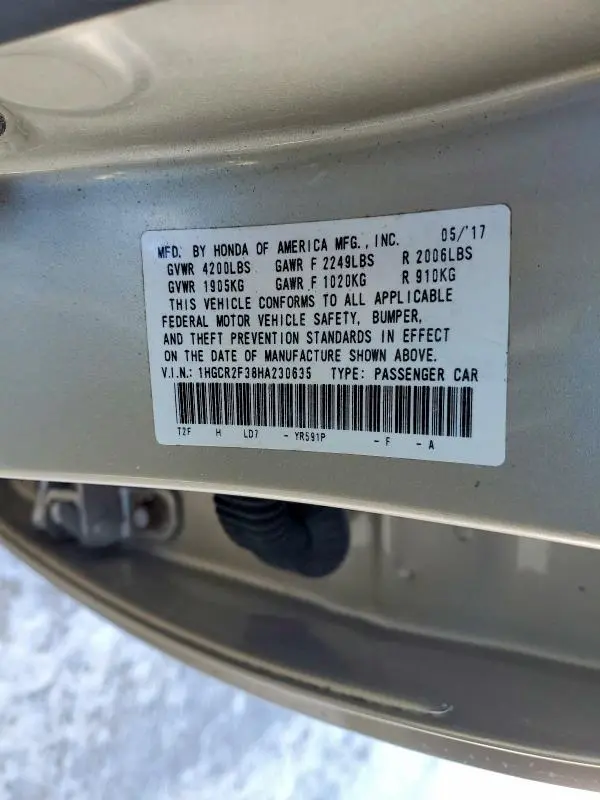 2017 HONDA ACCORD LX  