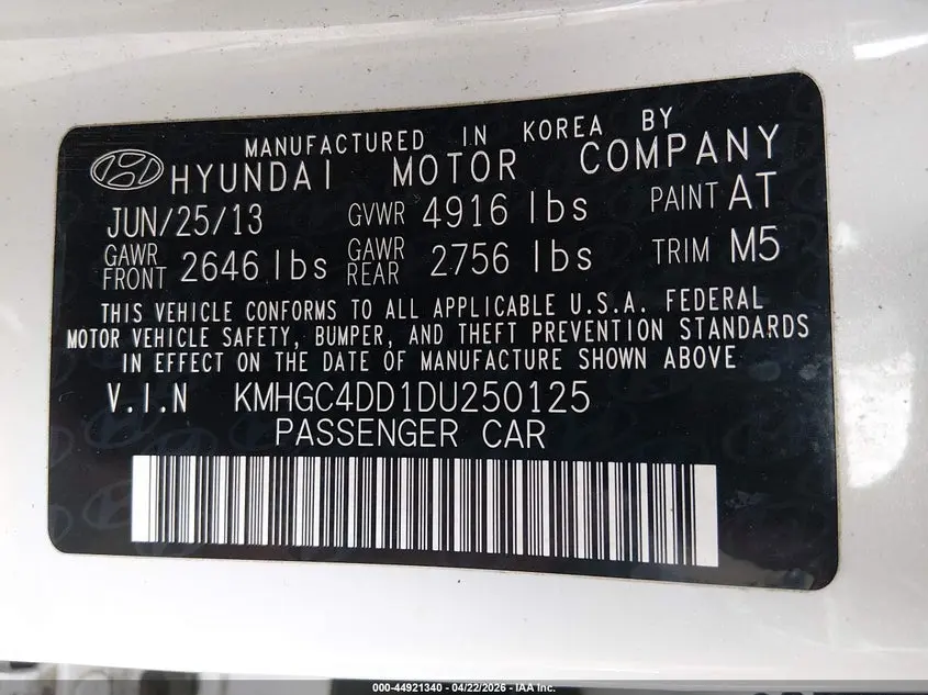 2013 HYUNDAI GENESIS 3.8