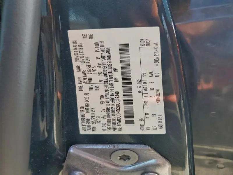 2019 FORD ESCAPE SEL  