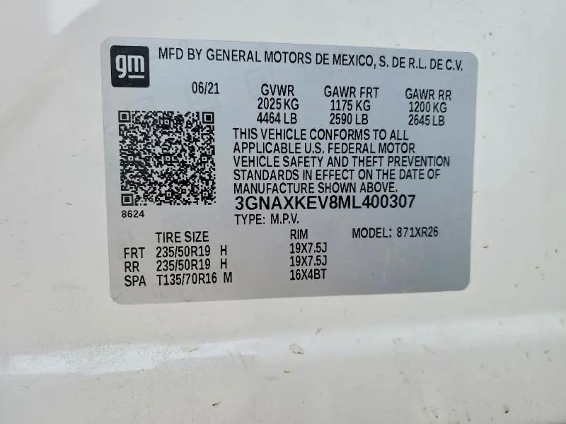 2021 CHEVROLET EQUINOX LT  