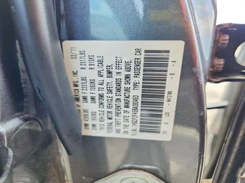 2011 HONDA ACCORD LXP  