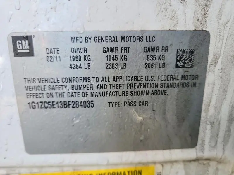 2011 CHEVROLET MALIBU 1LT  
