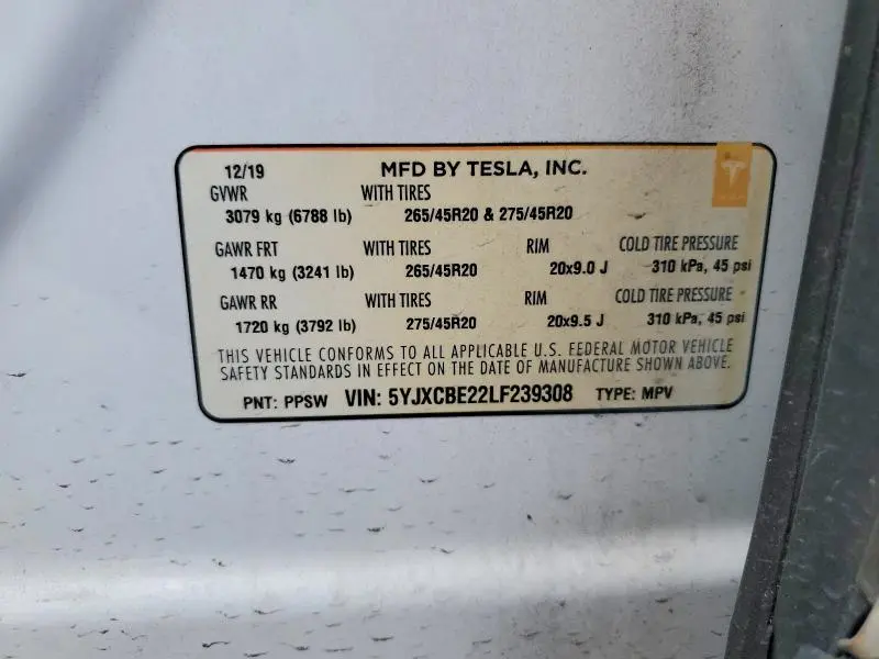 2020 TESLA MODEL X   