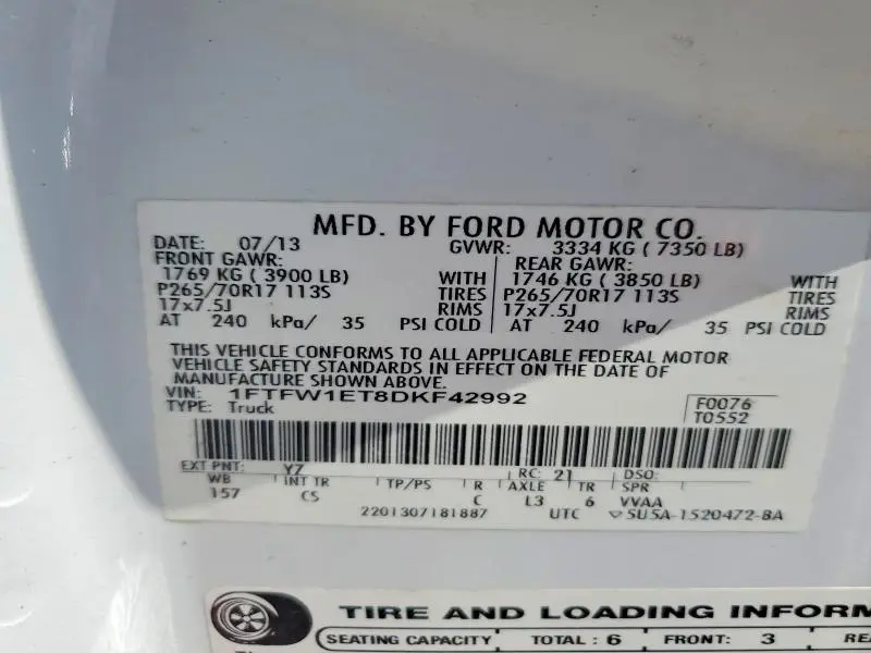 2013 FORD F150 SUPERCREW  