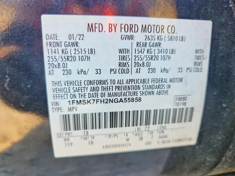 2022 FORD EXPLORER LIMITED  