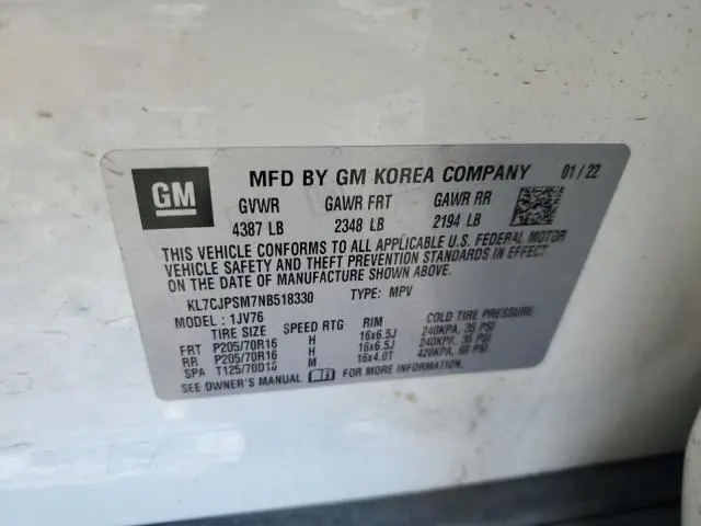 2022 CHEVROLET TRAX 1LT  