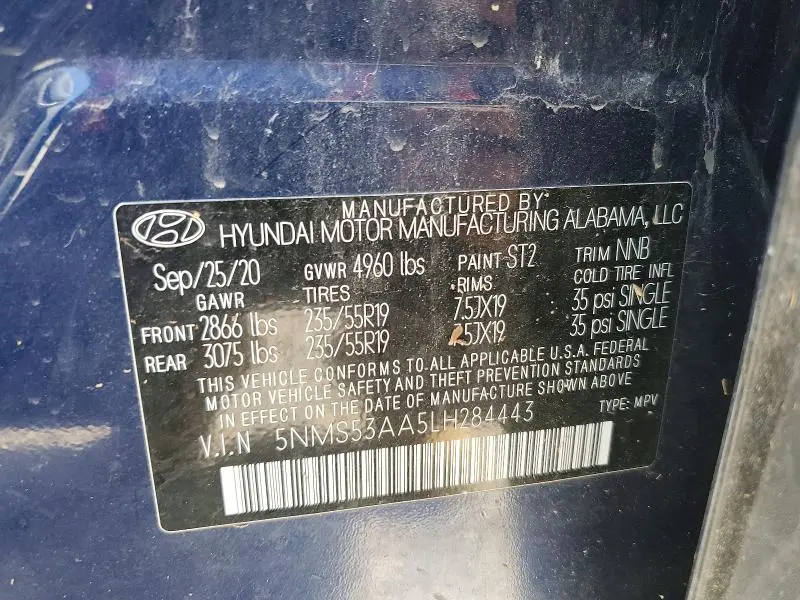 2020 HYUNDAI SANTA FE LIMITED 2.0T  