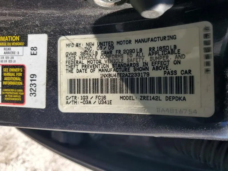 2010 TOYOTA COROLLA LE  