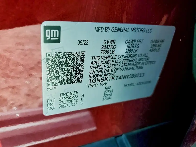 2022 CHEVROLET TAHOE K1500 HIGH COUNTRY  