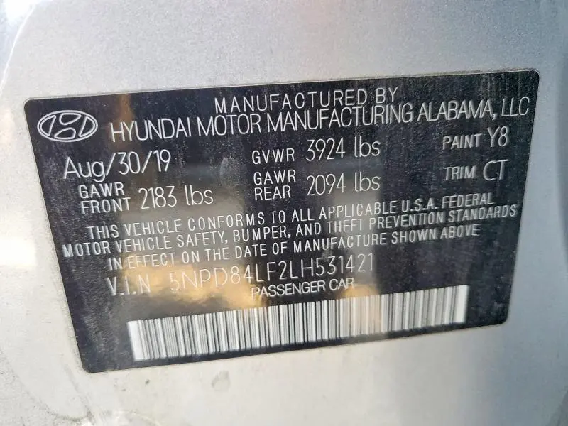 2020 HYUNDAI ELANTRA SEL  