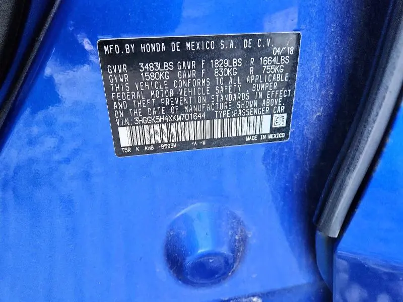 2019 HONDA FIT LX  