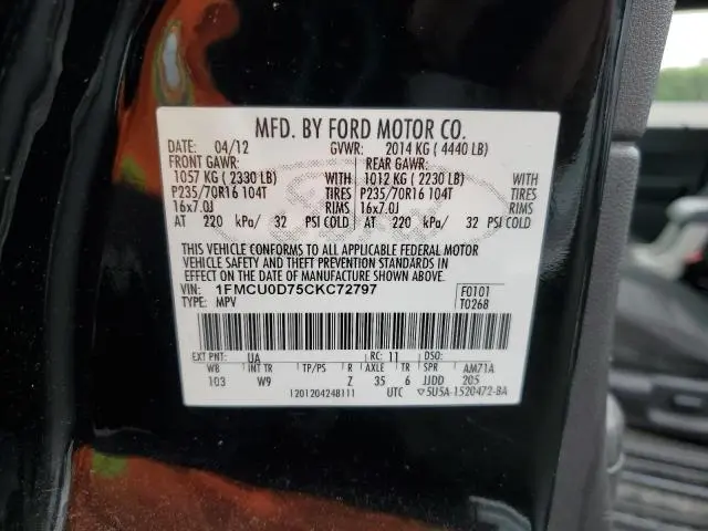 2012 FORD ESCAPE XLT  