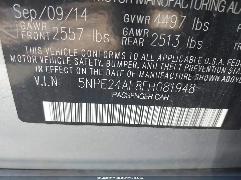 2015 HYUNDAI SONATA SE