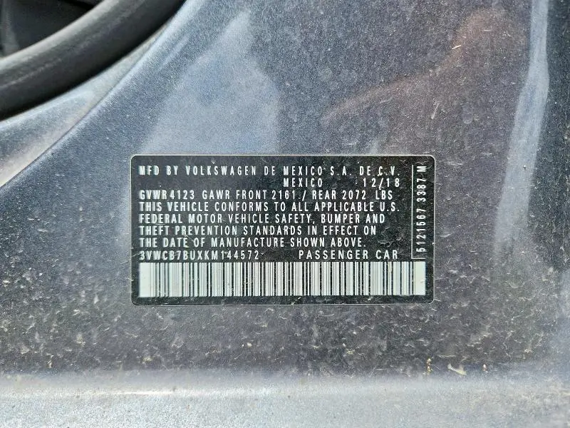 2019 VOLKSWAGEN JETTA S  