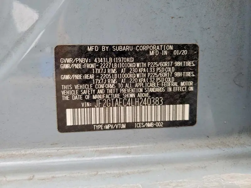 2020 SUBARU CROSSTREK PREMIUM  