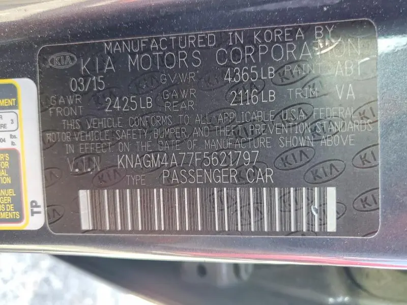 2015 KIA OPTIMA LX  