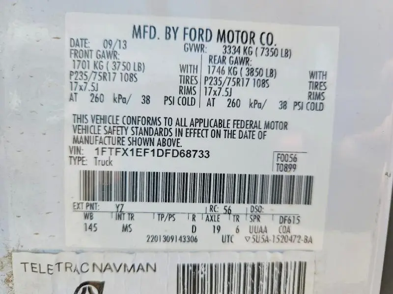 2013 FORD F150 SUPER CAB  