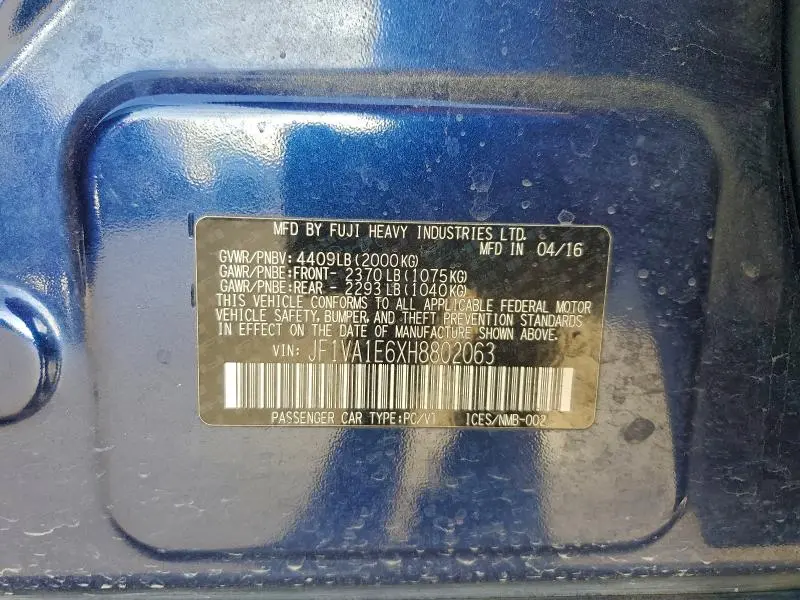 2017 SUBARU WRX PREMIUM  