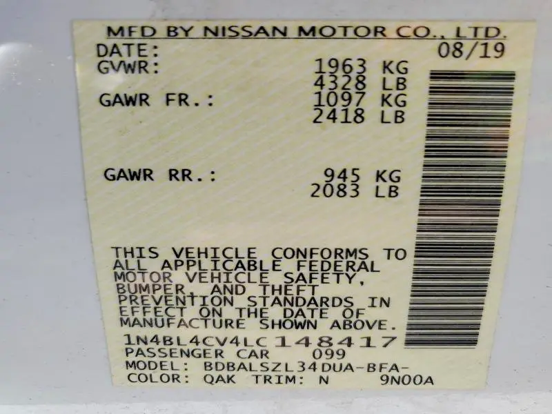 2020 NISSAN ALTIMA 2.5 SR  