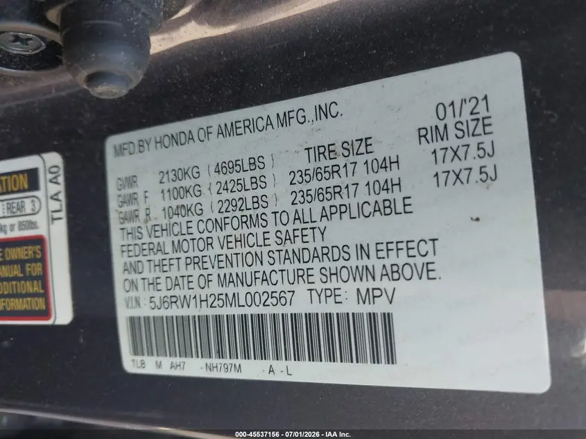 2021 HONDA CR-V 2WD LX