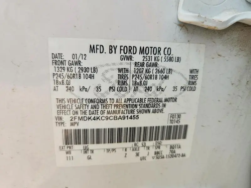 2012 FORD EDGE LIMITED  