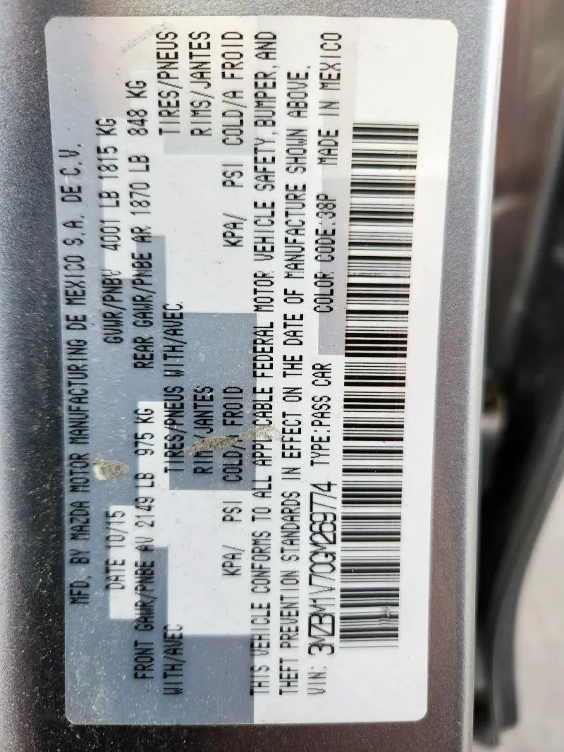 2016 MAZDA 3 TOURING  