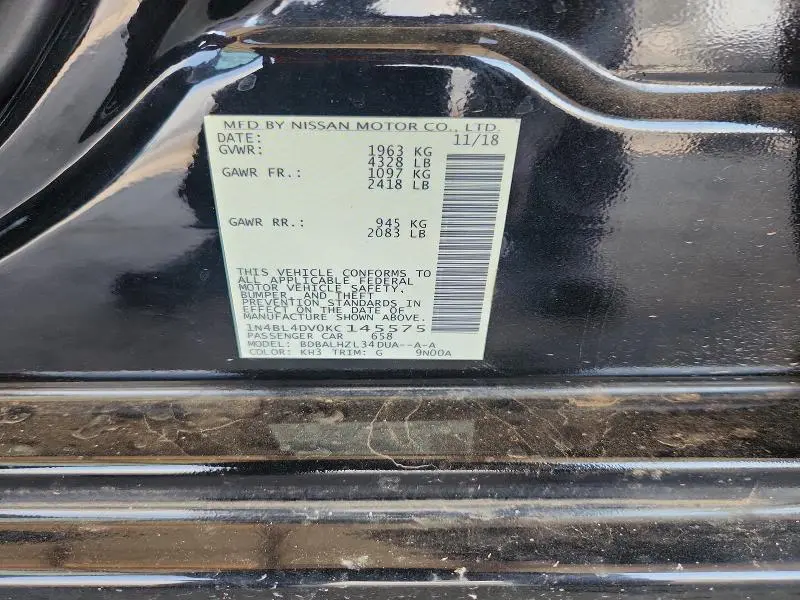 2019 NISSAN ALTIMA SV  