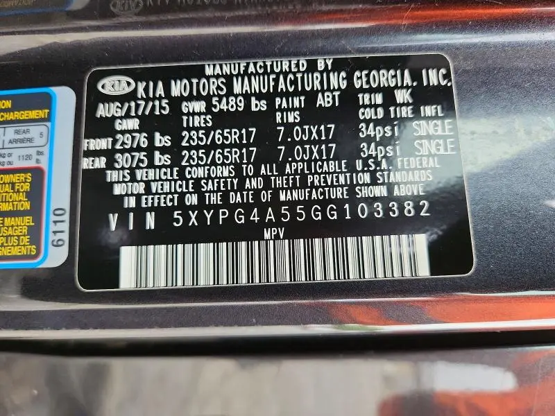 2016 KIA SORENTO LX V6  