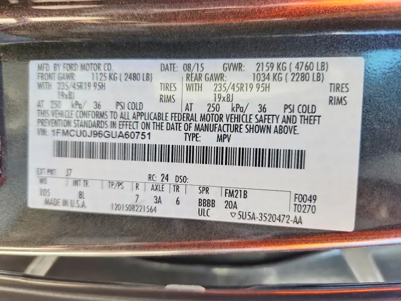 2016 FORD ESCAPE TITANIUM  