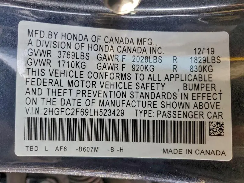 2020 HONDA CIVIC LX  