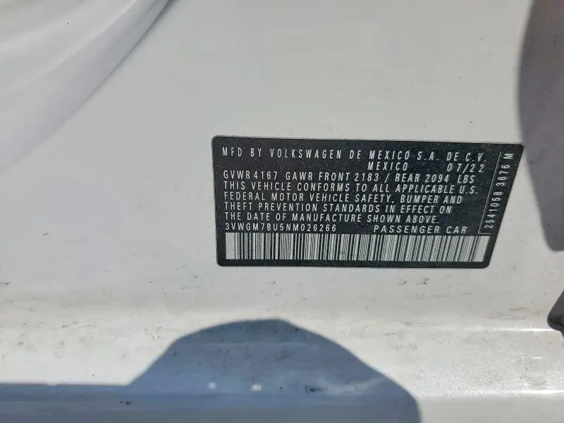 2022 VOLKSWAGEN JETTA SEL  
