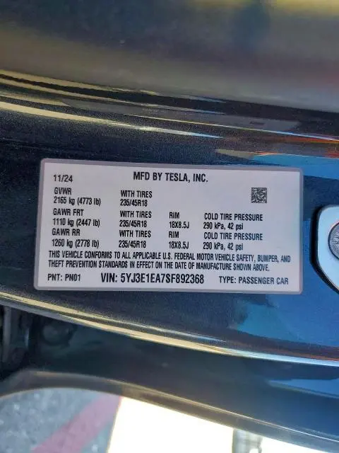 2025 TESLA MODEL 3   