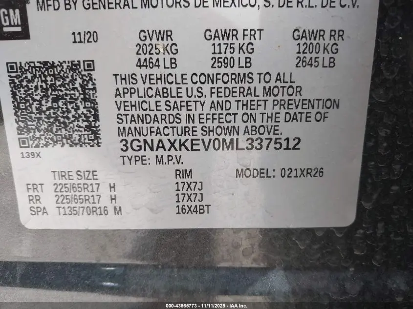 2021 CHEVROLET EQUINOX FWD LT