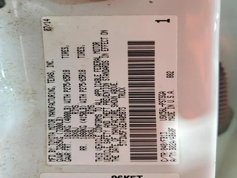 2014 TOYOTA TUNDRA SR5  