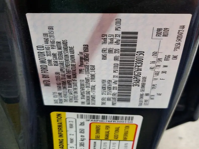 2015 FORD FUSION S  