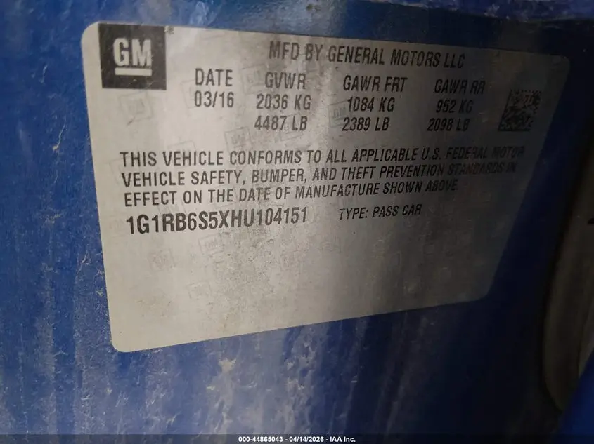 2017 CHEVROLET VOLT PREMIER