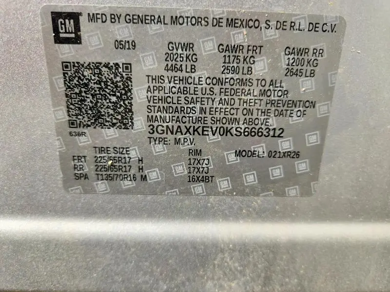 2019 CHEVROLET EQUINOX LT  