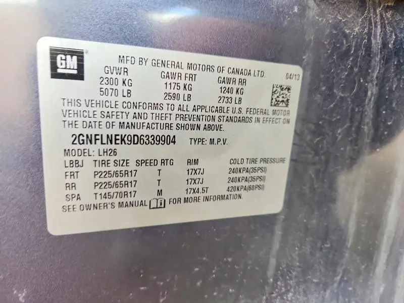 2013 CHEVROLET EQUINOX LT  