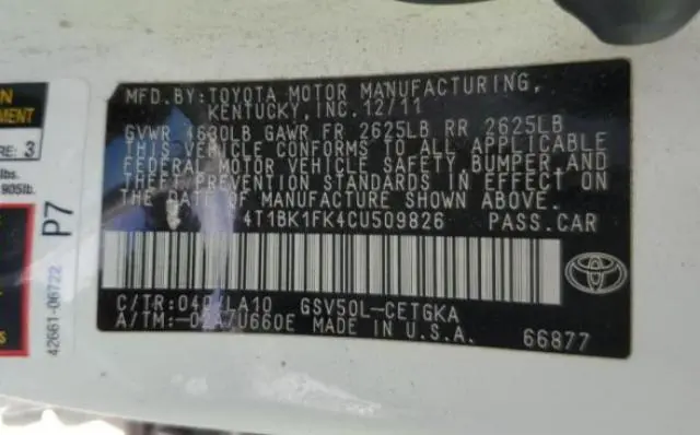 2012 TOYOTA CAMRY SE  