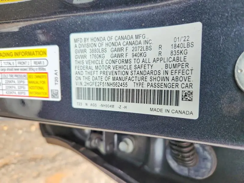 2022 HONDA CIVIC SPORT  