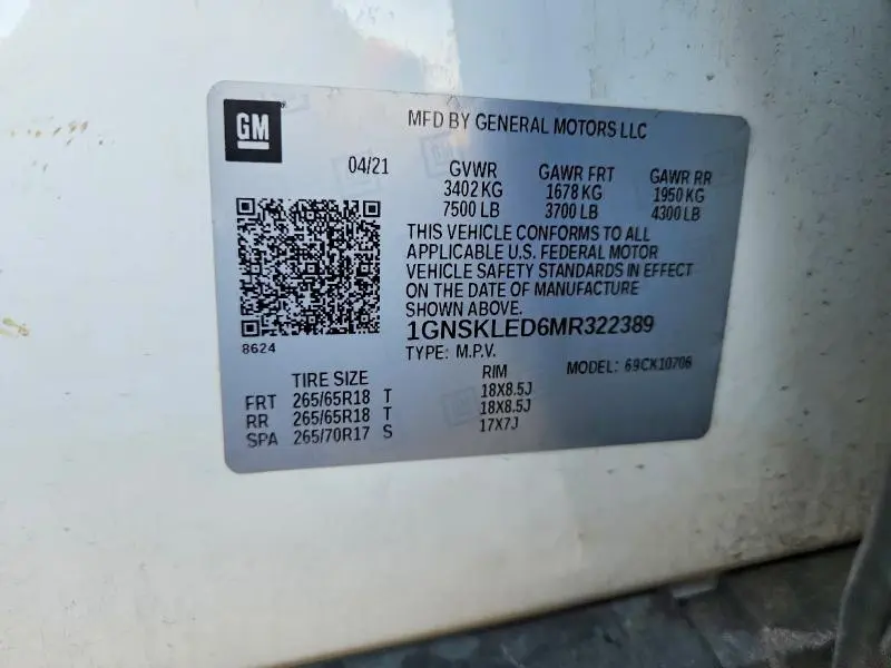 2021 CHEVROLET TAHOE K1500  