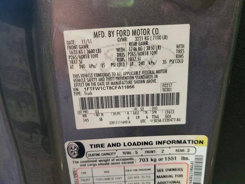 2012 FORD F150 SUPERCREW  