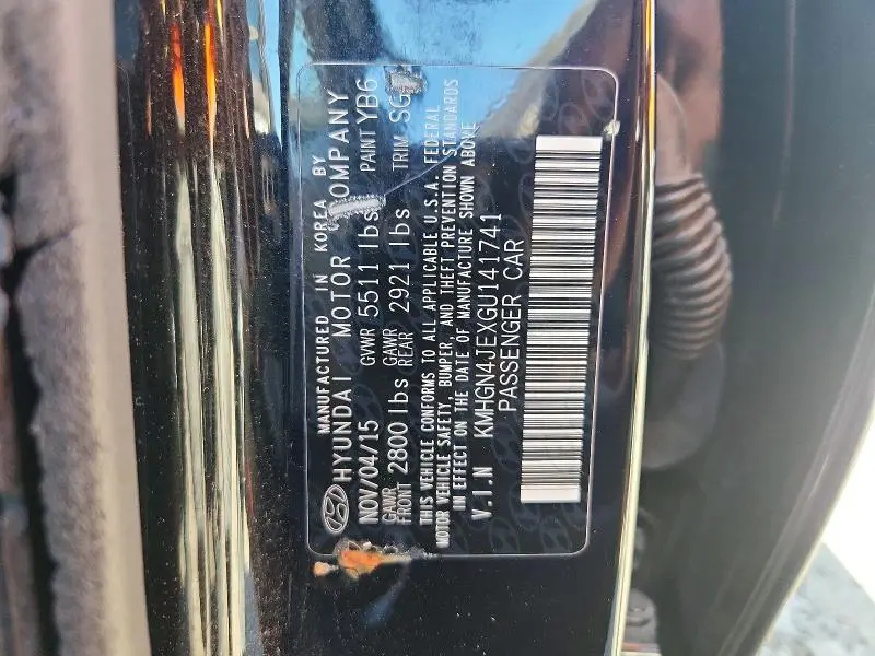 2016 HYUNDAI GENESIS 3.8L  