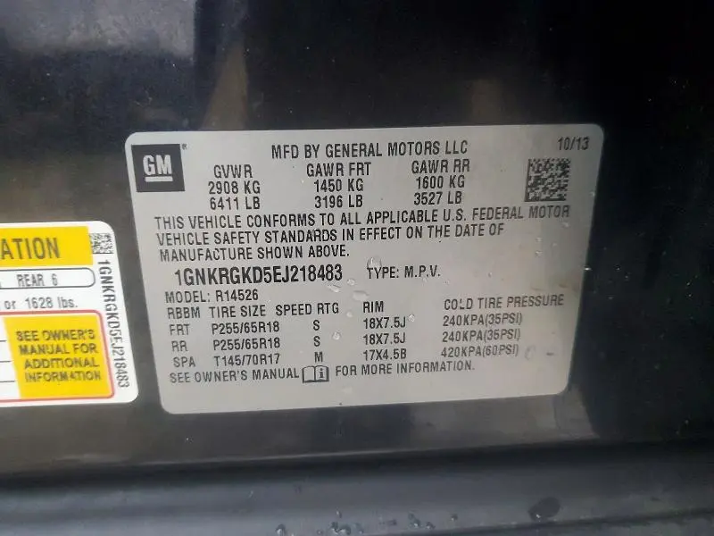 2014 CHEVROLET TRAVERSE LT  