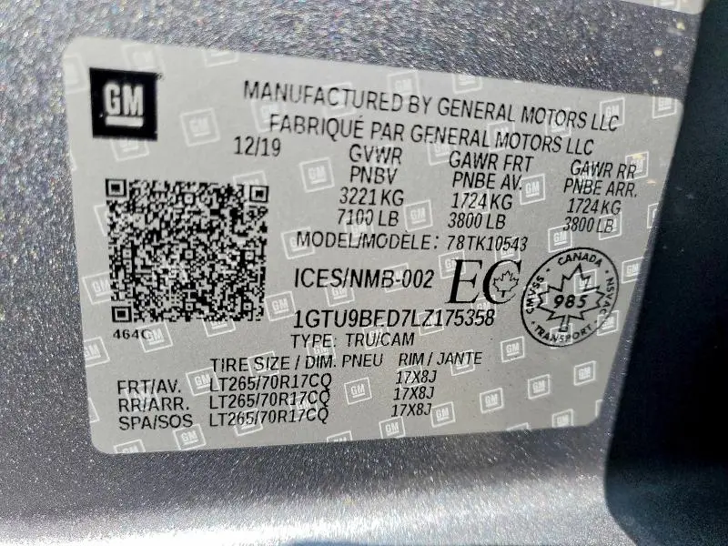2020 GMC SIERRA K1500 SLE  