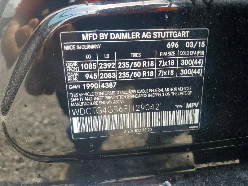 2015 MERCEDES-BENZ GLA 250 4MATIC  