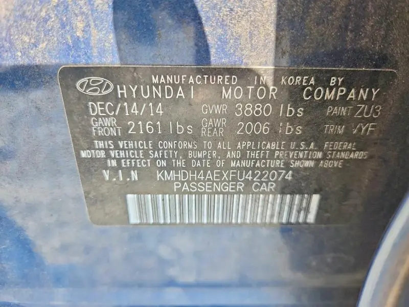 2015 HYUNDAI ELANTRA SE  